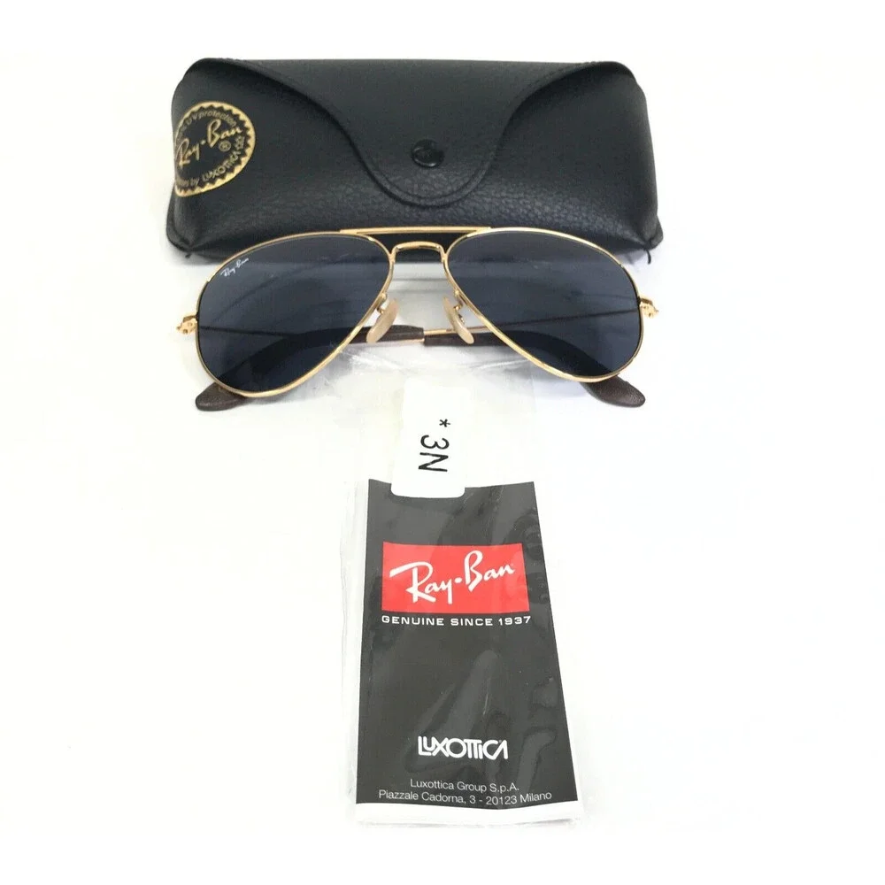 Ray-Ban Sunglasses RB3025 AVIATOR LARGE METAL 183/R5 Gold Frames w Blue Lenses